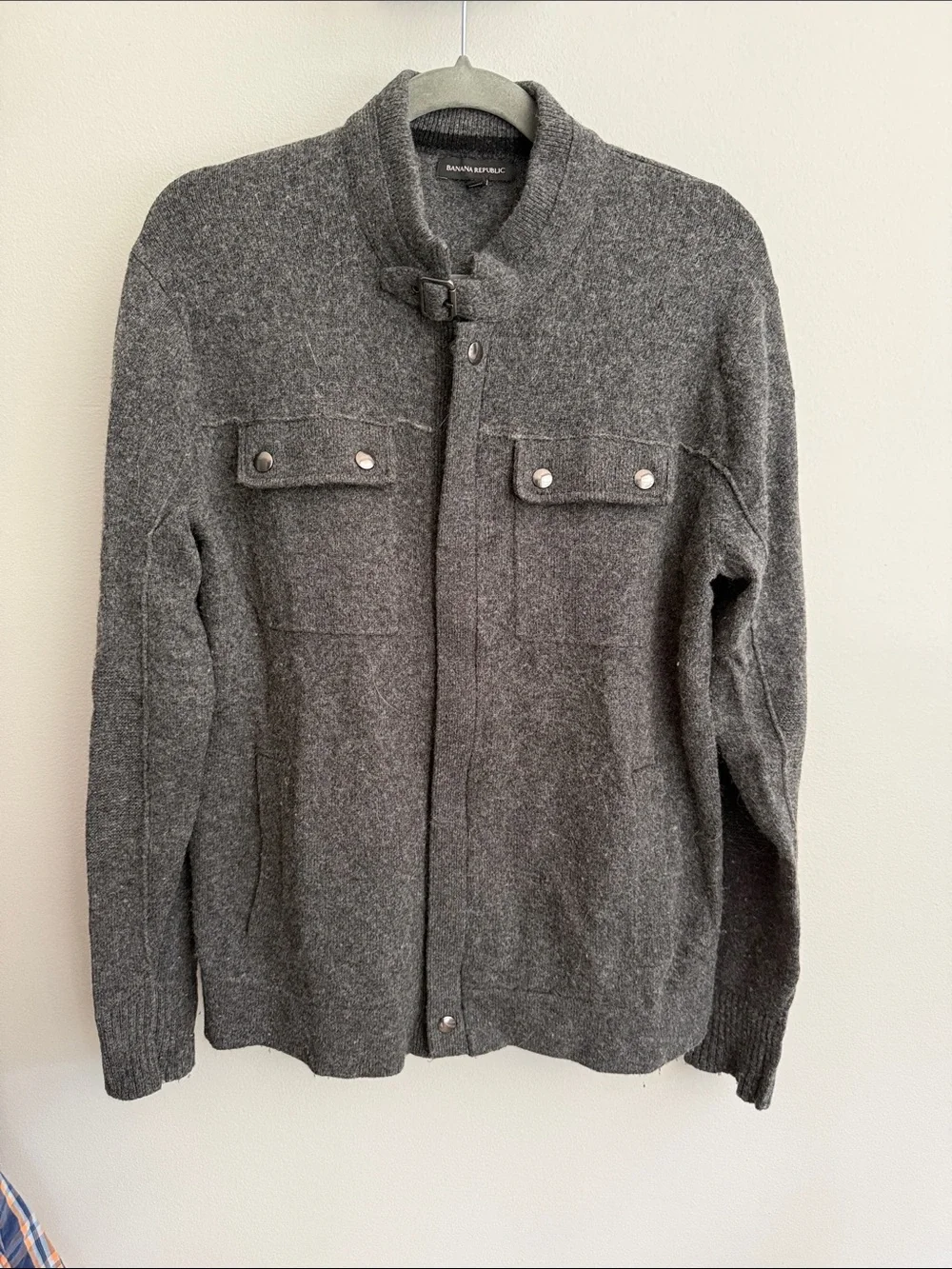Banana Republic Dark Gray Wool-Blend Zip Sweater